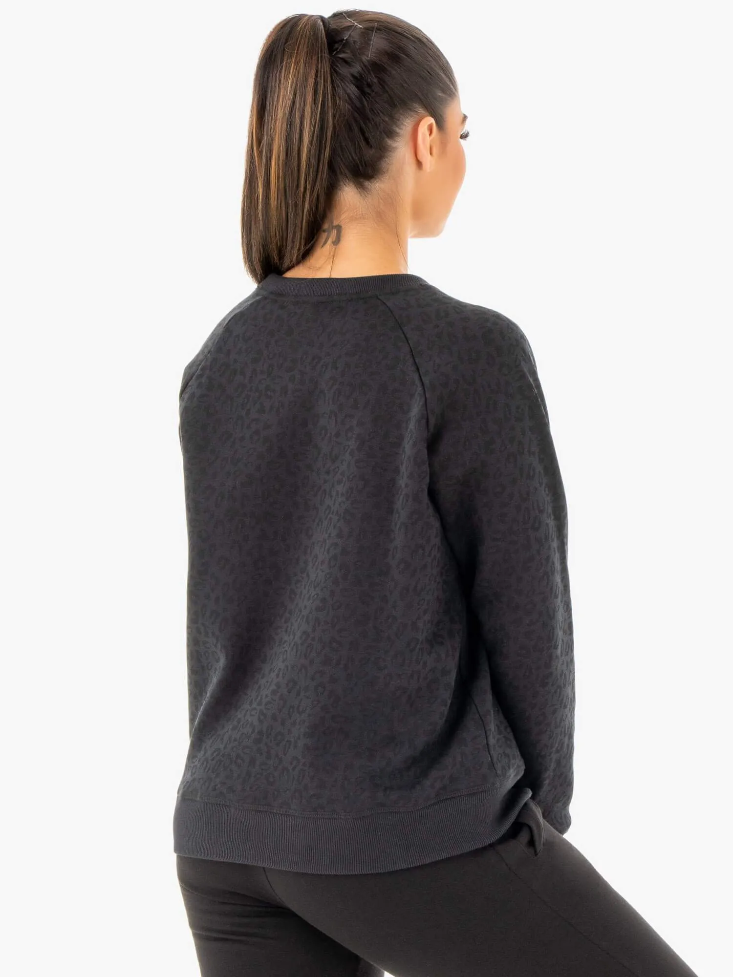 Adapt Boyfriend Sweater - Black Leopard