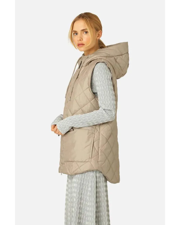 Aerial04 Quilted Hooded Hip Length Vest