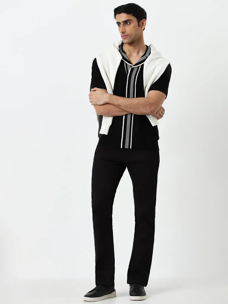 Ascot Black Striped Relaxed-Fit T-Shirt