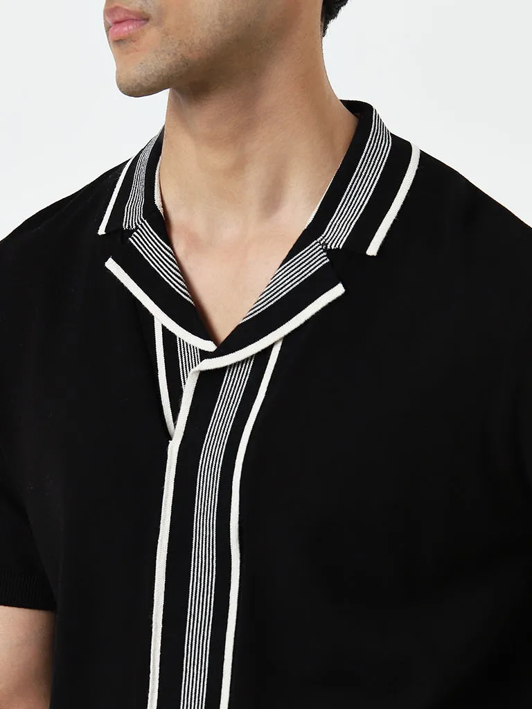 Ascot Black Striped Relaxed-Fit T-Shirt