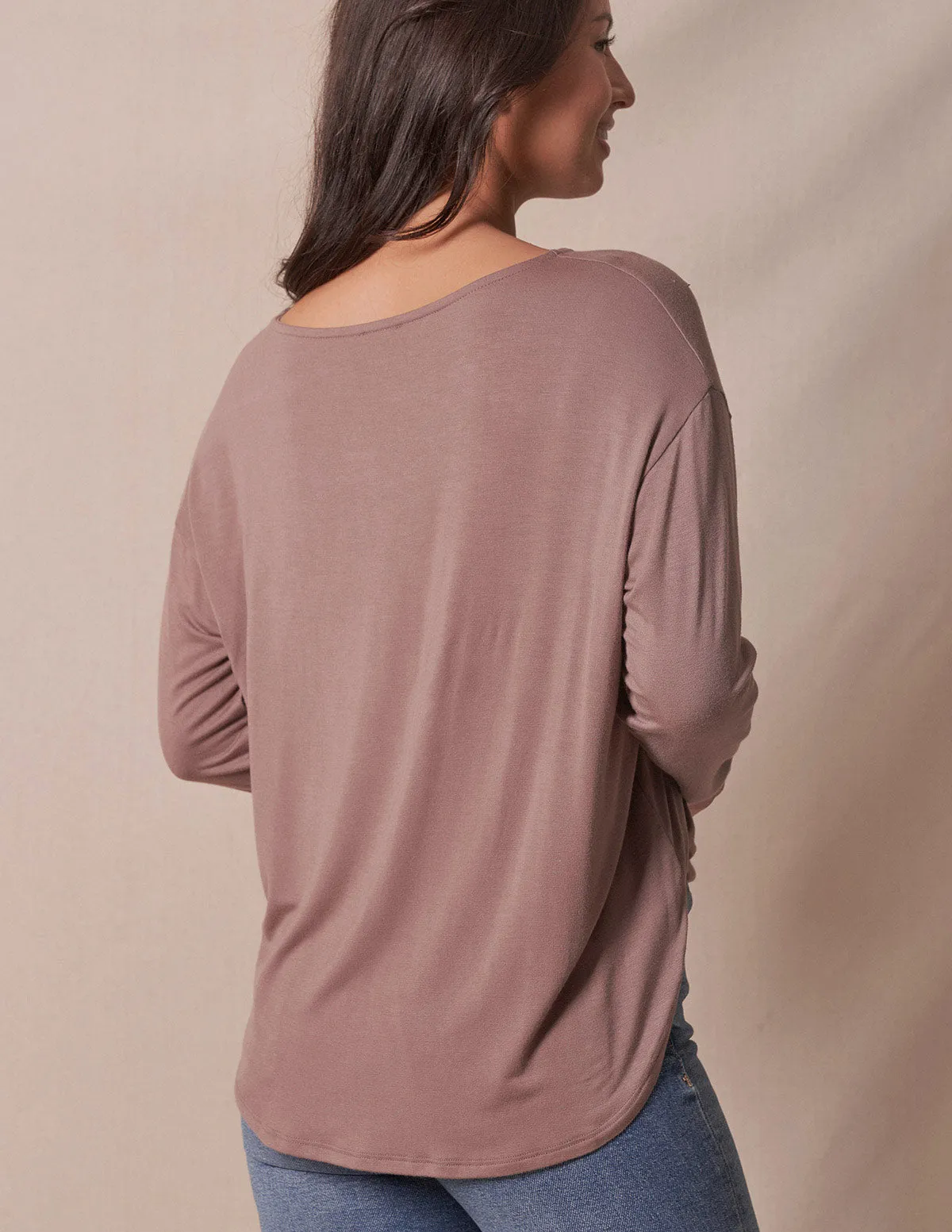 Bamboo Dolman Long Sleeve Tee - Mocha