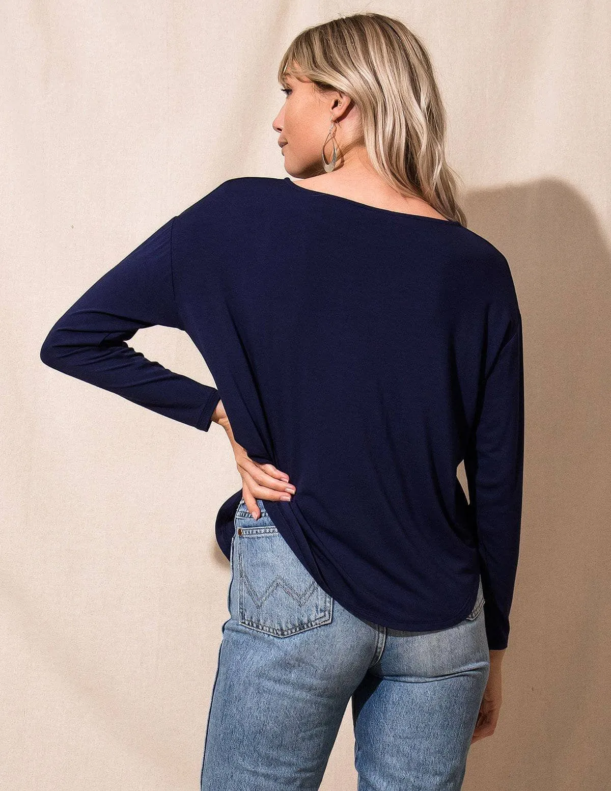 Bamboo Dolman Long Sleeve Tee - Navy