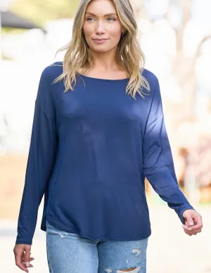 Bamboo Dolman Long Sleeve Tee - Navy