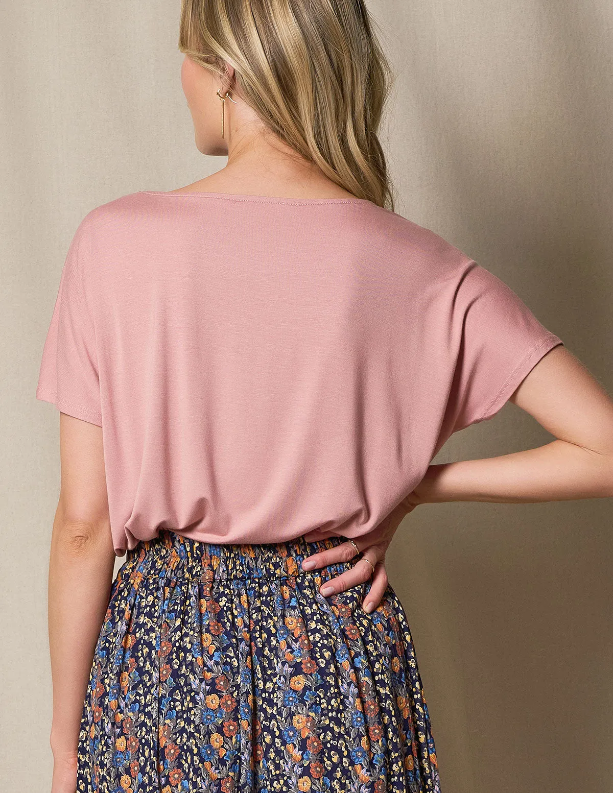 Bamboo Dolman Tee - Rosewater