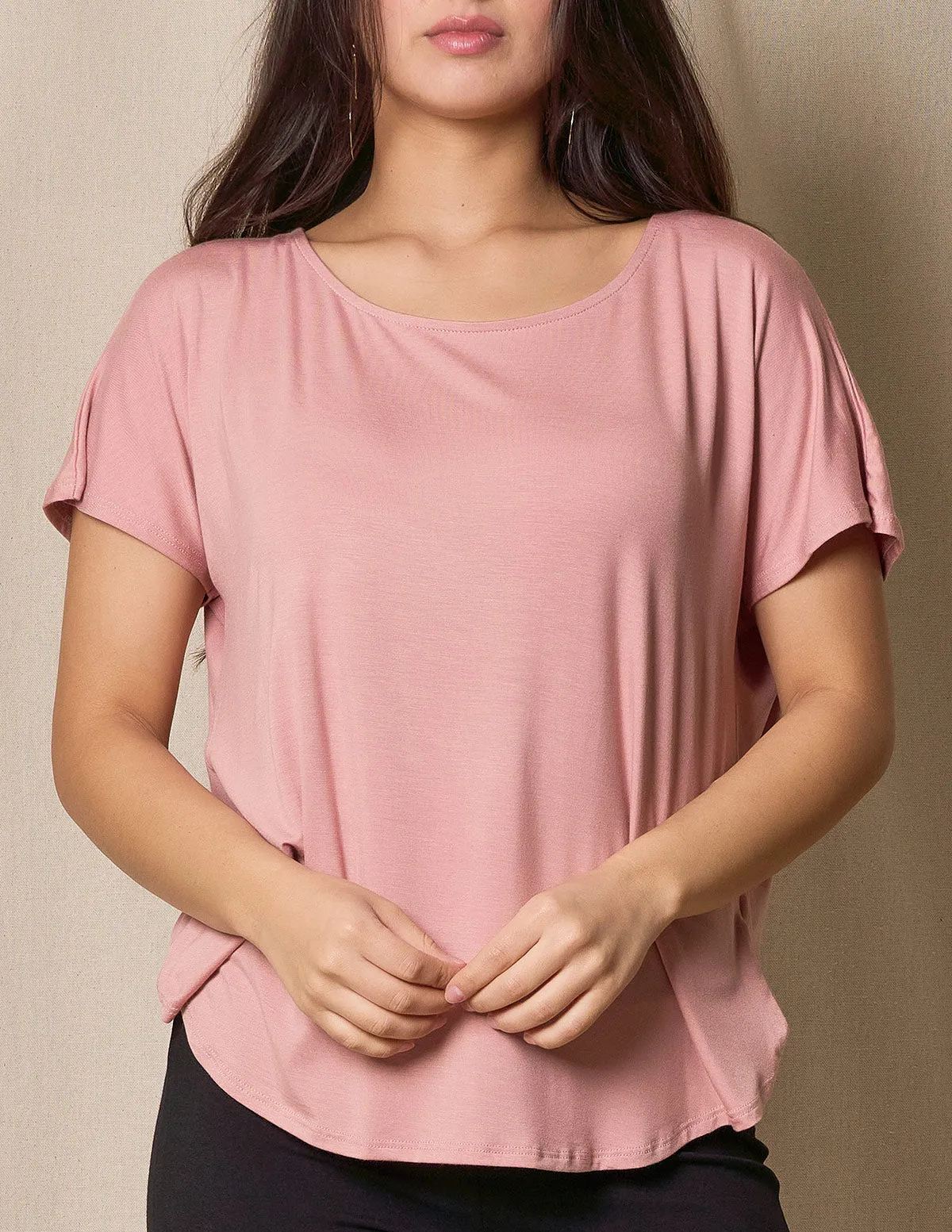 Bamboo Dolman Tee - Rosewater