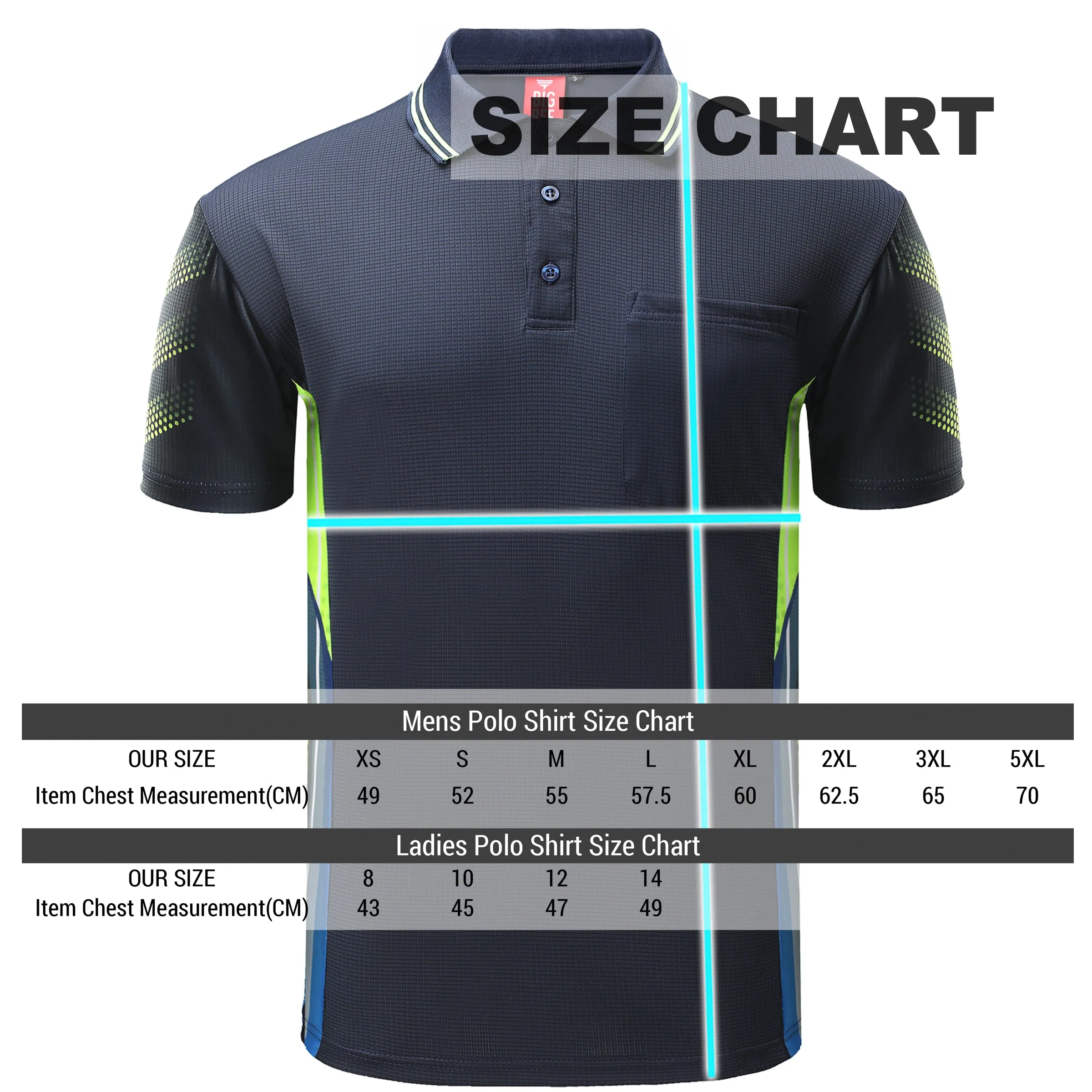 Big Bee Mens Hi Vis Polo Shirts, Tech-Vent