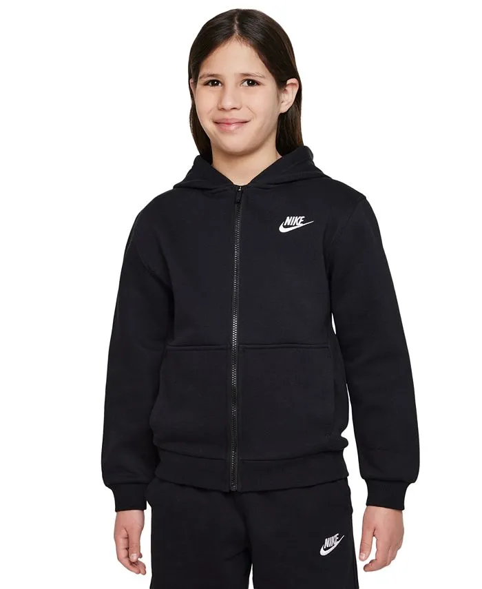 Big Kids Sportswear Club Nike Full Zip Fleece Sweatshirt, Black