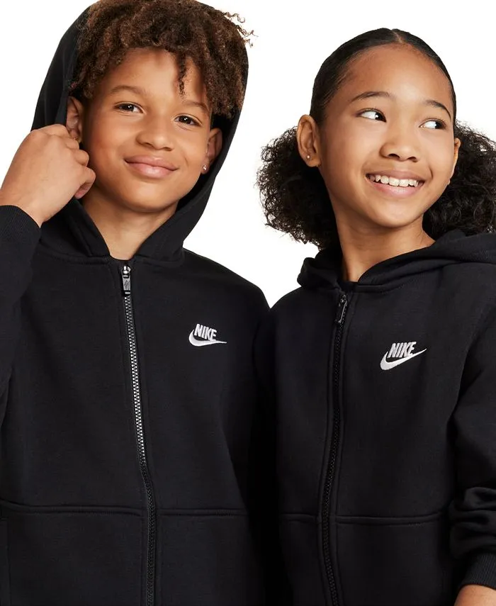 Big Kids Sportswear Club Nike Full Zip Fleece Sweatshirt, Black