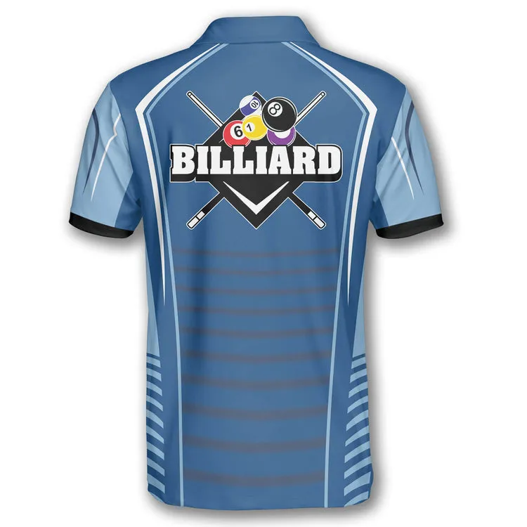 Billiard Sports Style Light Blue Custom Billiard Shirts for Men, Custom Billiard Shirts for Team, Men's Billiard Polo Shirts