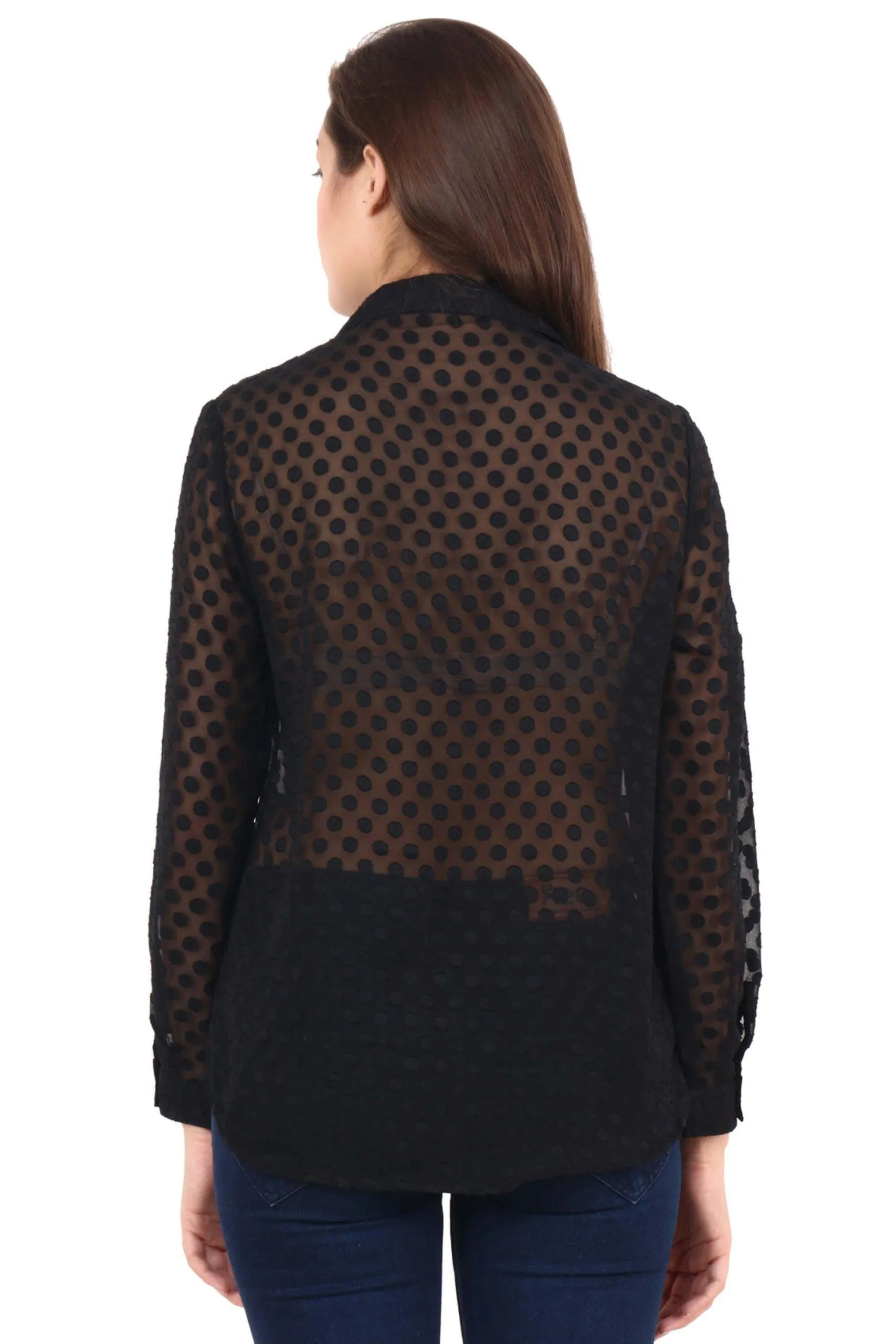 Black Solid Dots Dobby Shirt