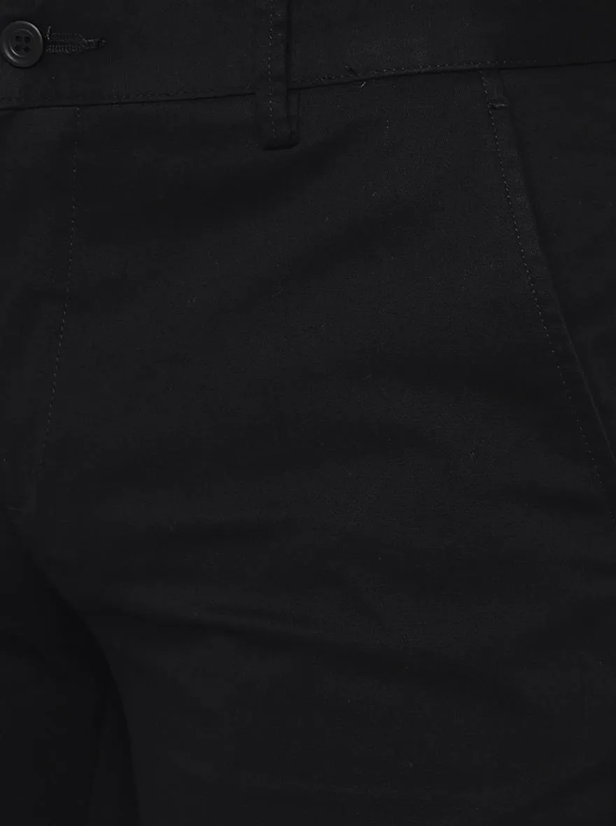 Black Washed Slim Fit Casual Trouser | Greenfibre