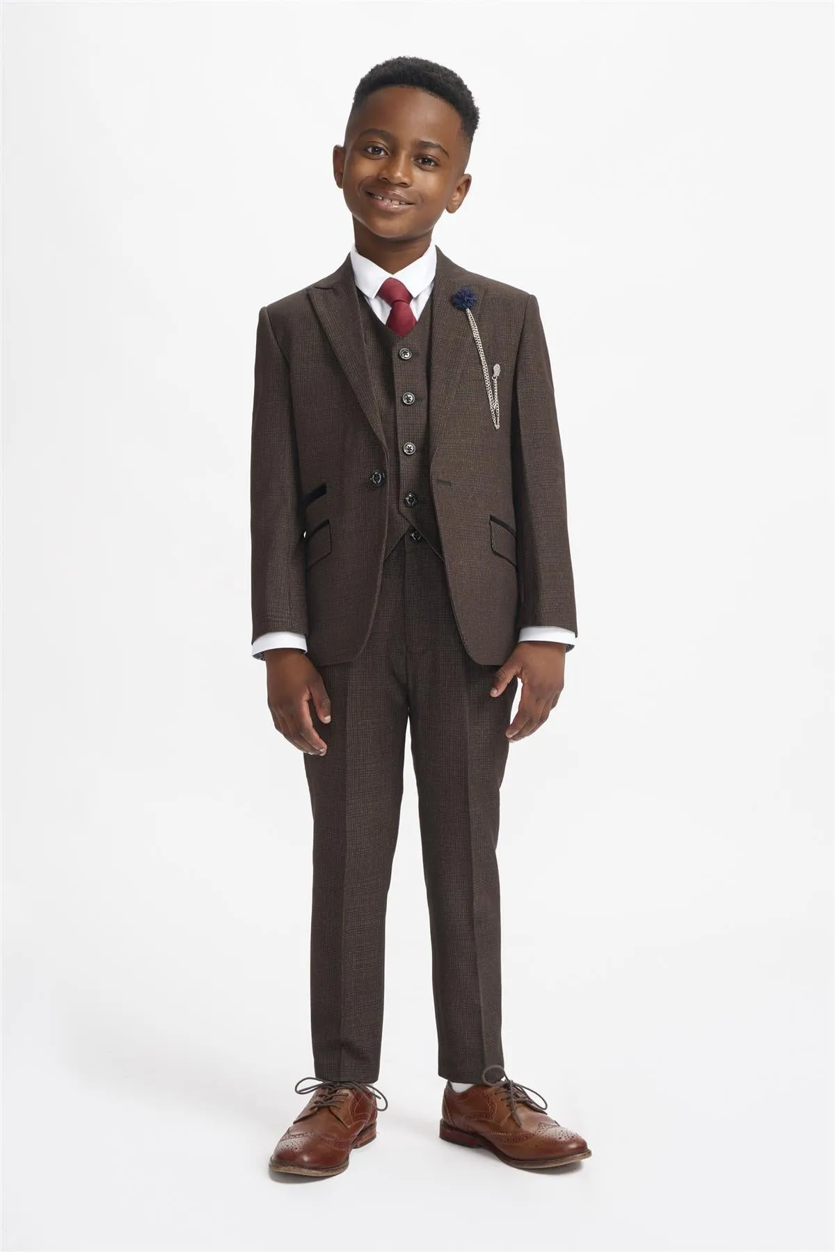 Boys Caridi Brown Three Piece Suit