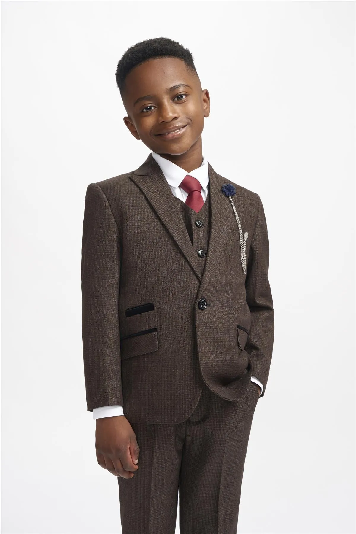 Boys Caridi Brown Three Piece Suit