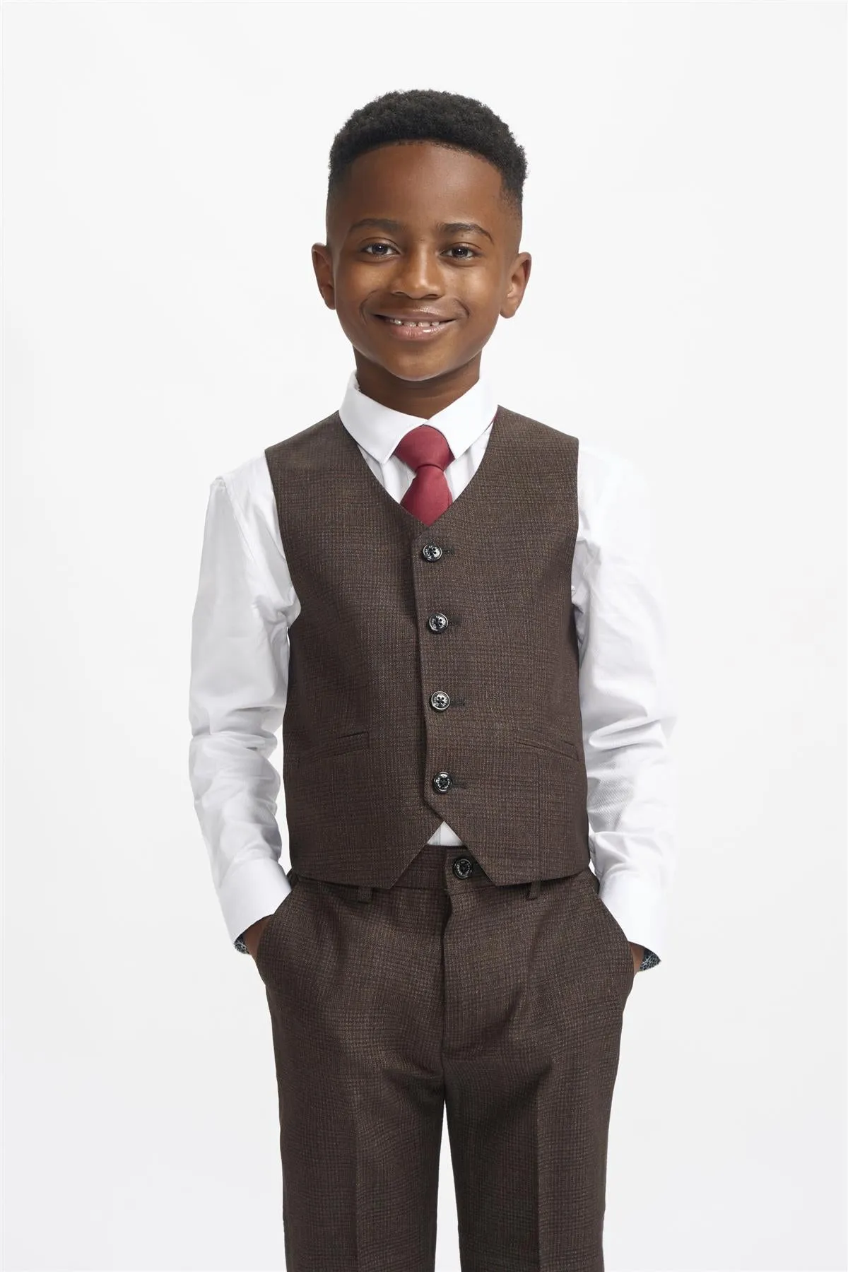 Boys Caridi Brown Three Piece Suit