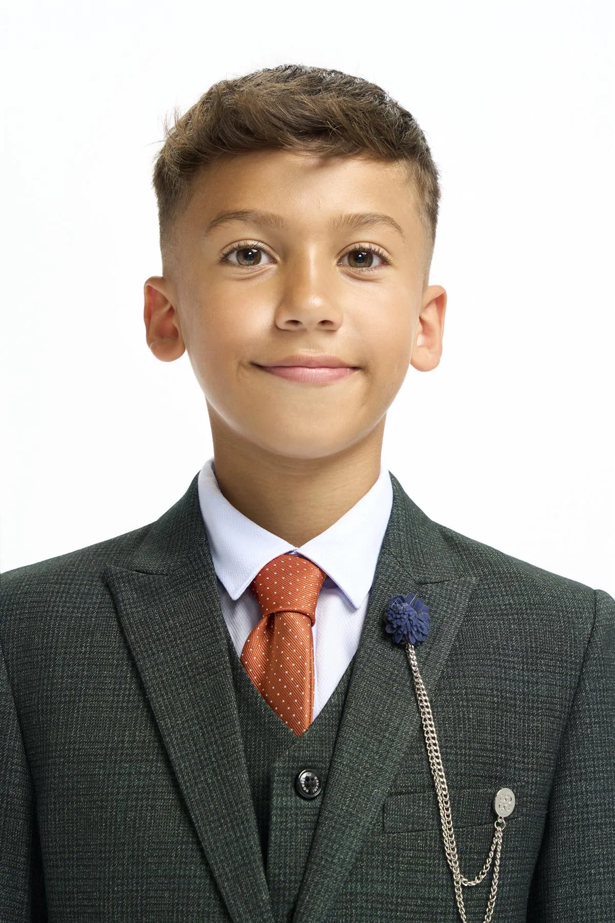 Boys Caridi Olive Three Piece Suit