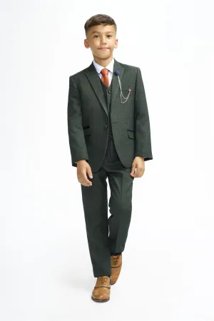 Boys Caridi Olive Three Piece Suit