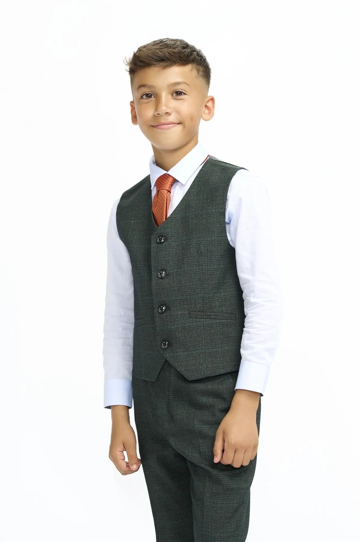 Boys Caridi Olive Three Piece Suit