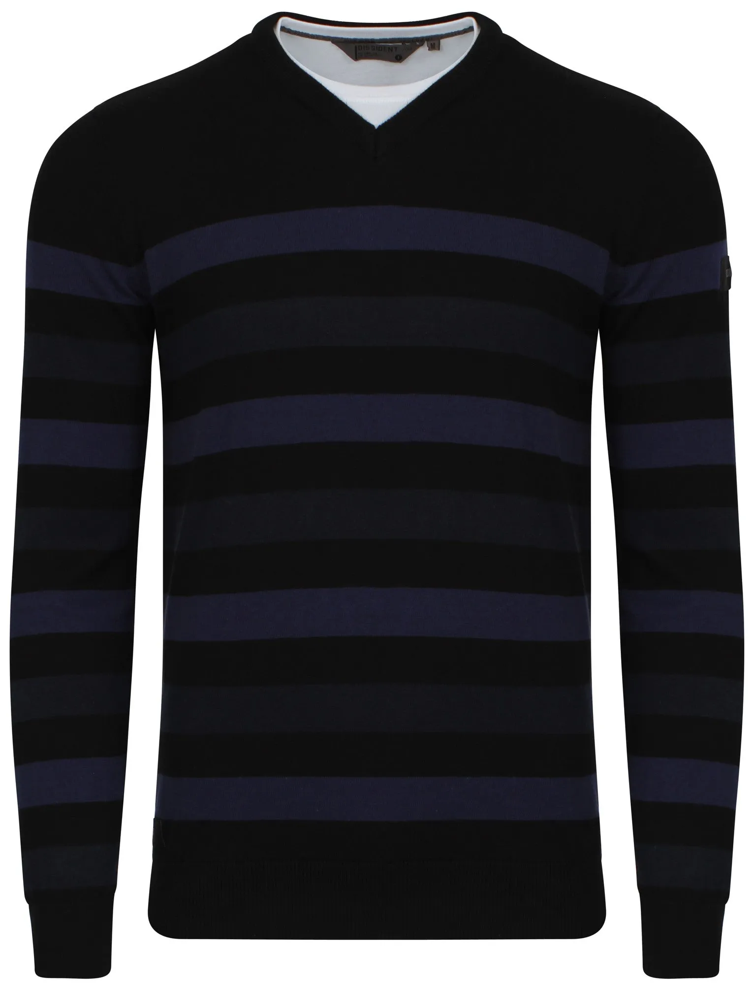 Breton V-neck stripe jumper in black - Dissident