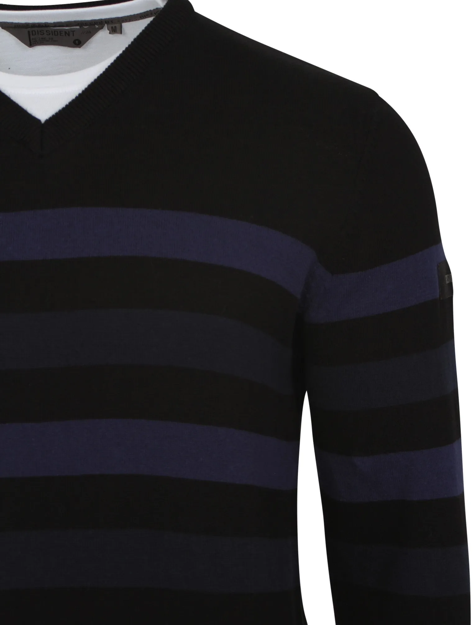 Breton V-neck stripe jumper in black - Dissident