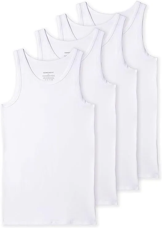 Comfneat Men's 4-Pack Big & Tall Tight Fit A-Shirts Tank Tops Sleeveless Undershirts Stretchy Cotton Spandex Base Layers