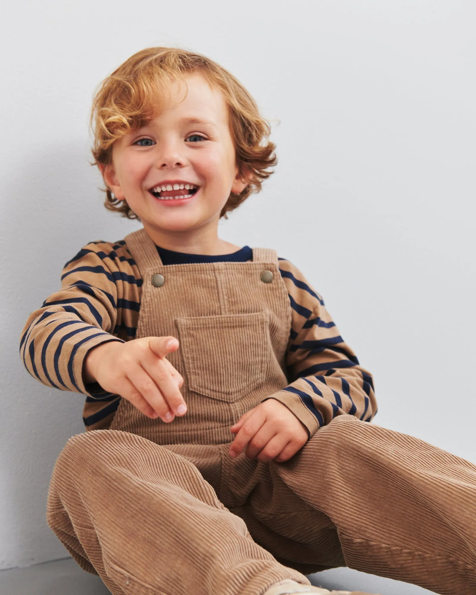 Corduroy Overalls - Kids - Dark Beige