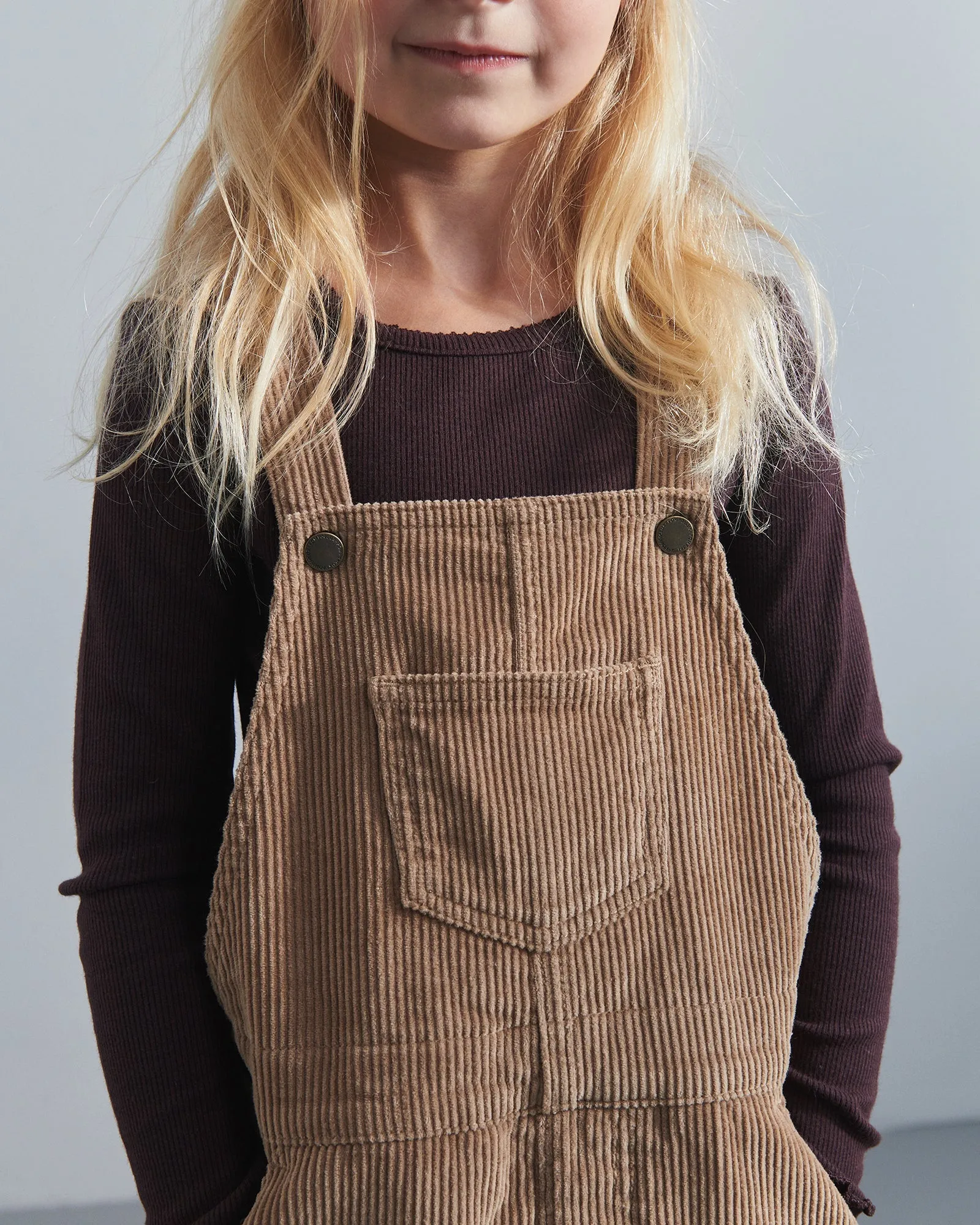 Corduroy Overalls - Kids - Dark Beige