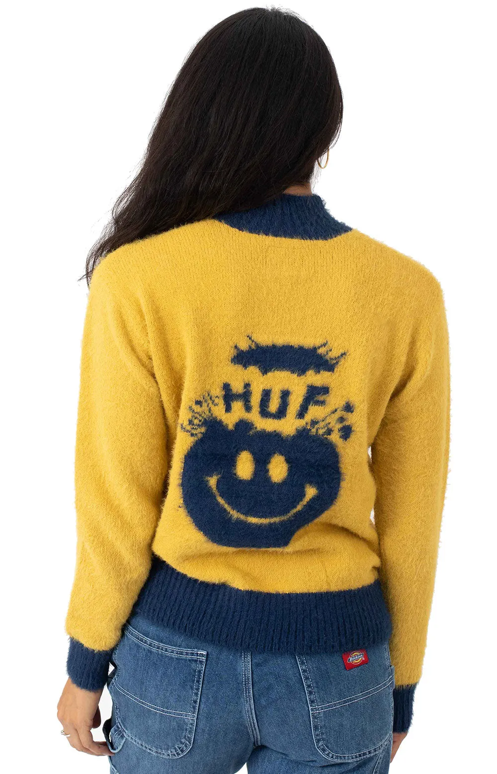 Cozy Gold Jacquard Knit Sweater by HUF