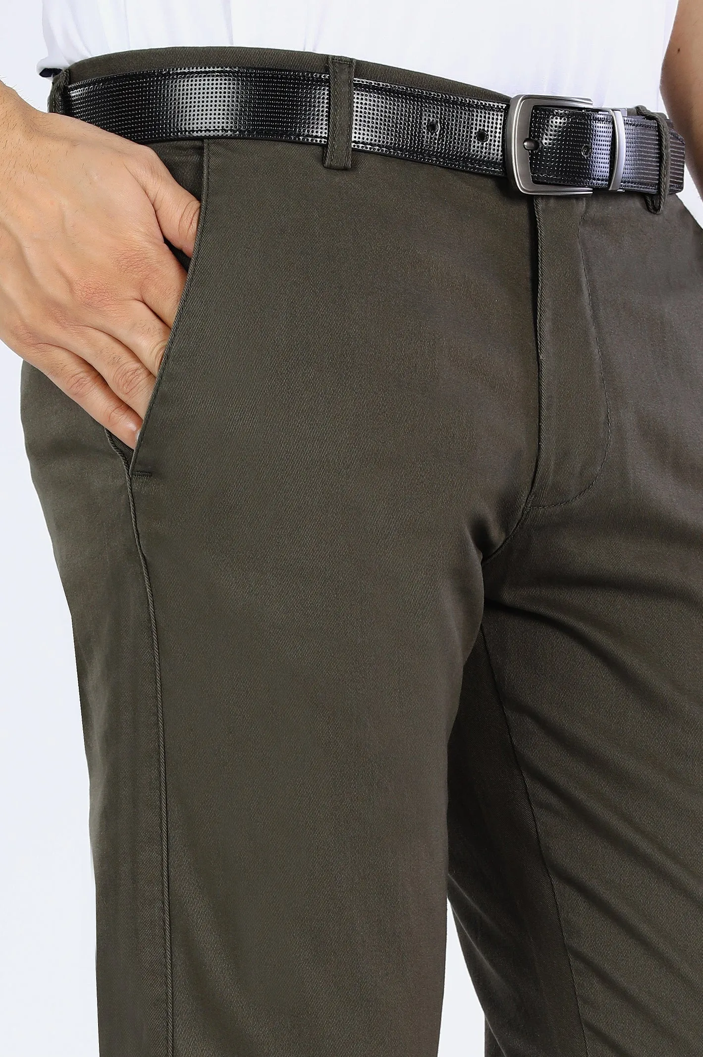 Dark Olive Smart Fit Cotton Chino