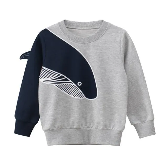 Dinosaur Printed Cartoon Long Sleeved Comfortable Sweaters For Boys