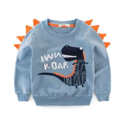 Dinosaur Printed Cartoon Long Sleeved Comfortable Sweaters For Boys