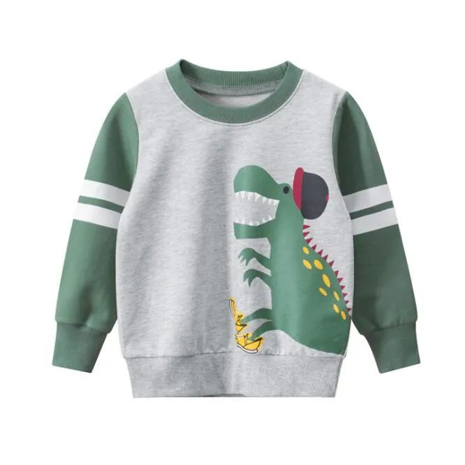 Dinosaur Printed Cartoon Long Sleeved Comfortable Sweaters For Boys