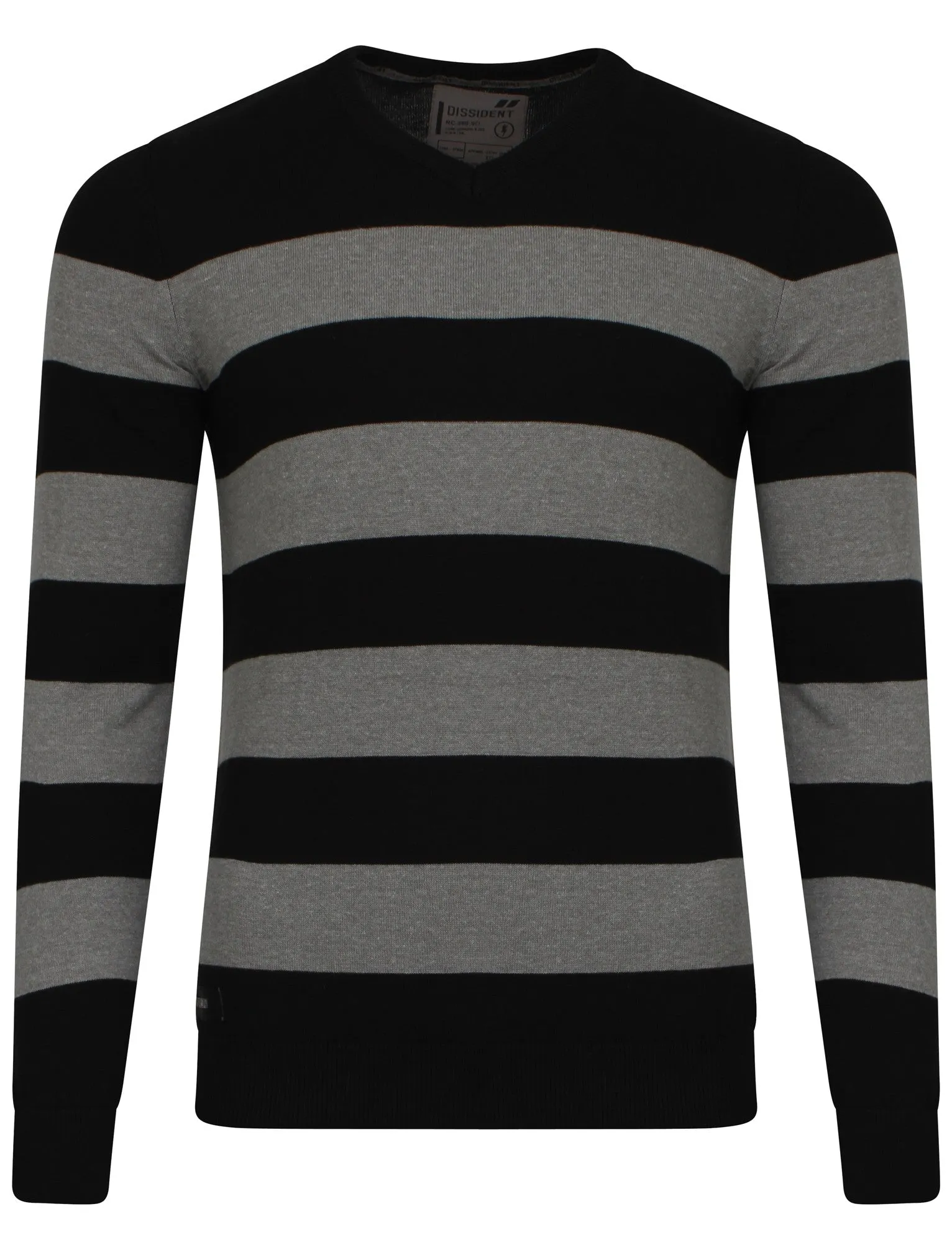 Dissident V-neck contrast stripe jumper in Black