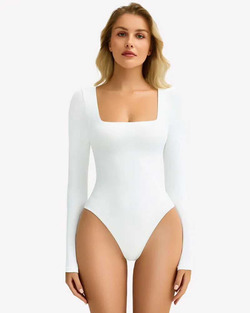 Double Lined Square Neck BodySuit Tops