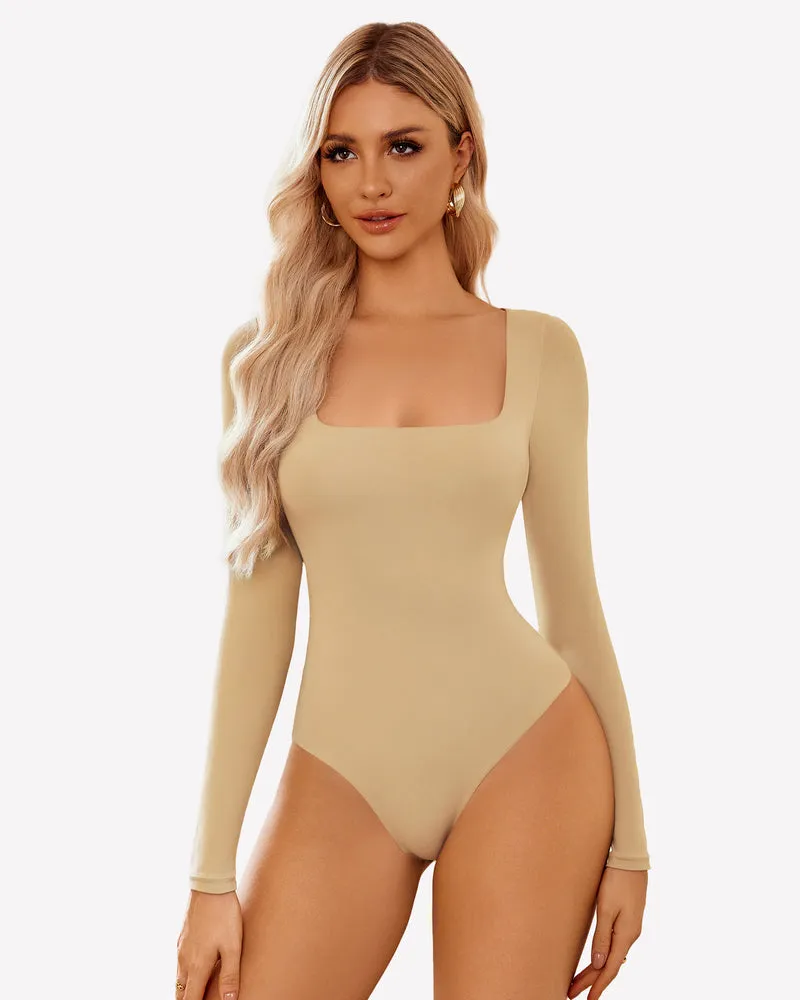 Double Lined Square Neck BodySuit Tops