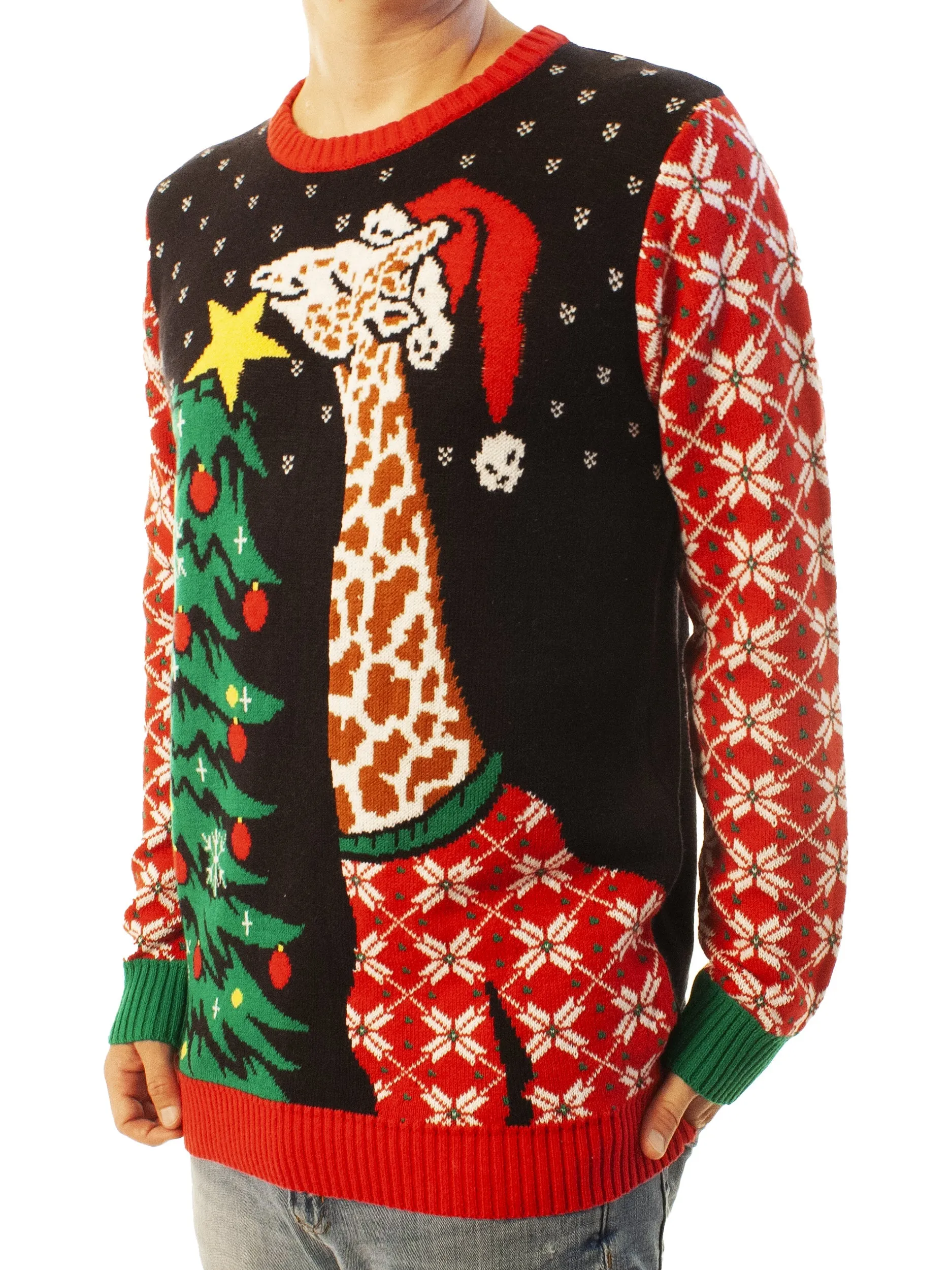 Giraffe Hanging Star Ugly Christmas Sweater - Xmas Gifts For Him Or Her