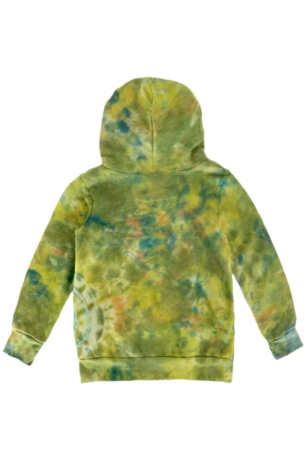 KID'S HAND DYED ZIP HOODIE - TIE DYE GREEN YELLOW