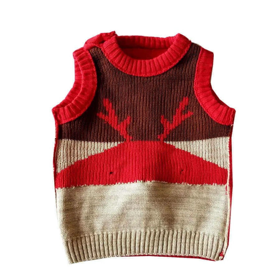 kids sweaters sleeveless new year sweater knitted baby vest toddler