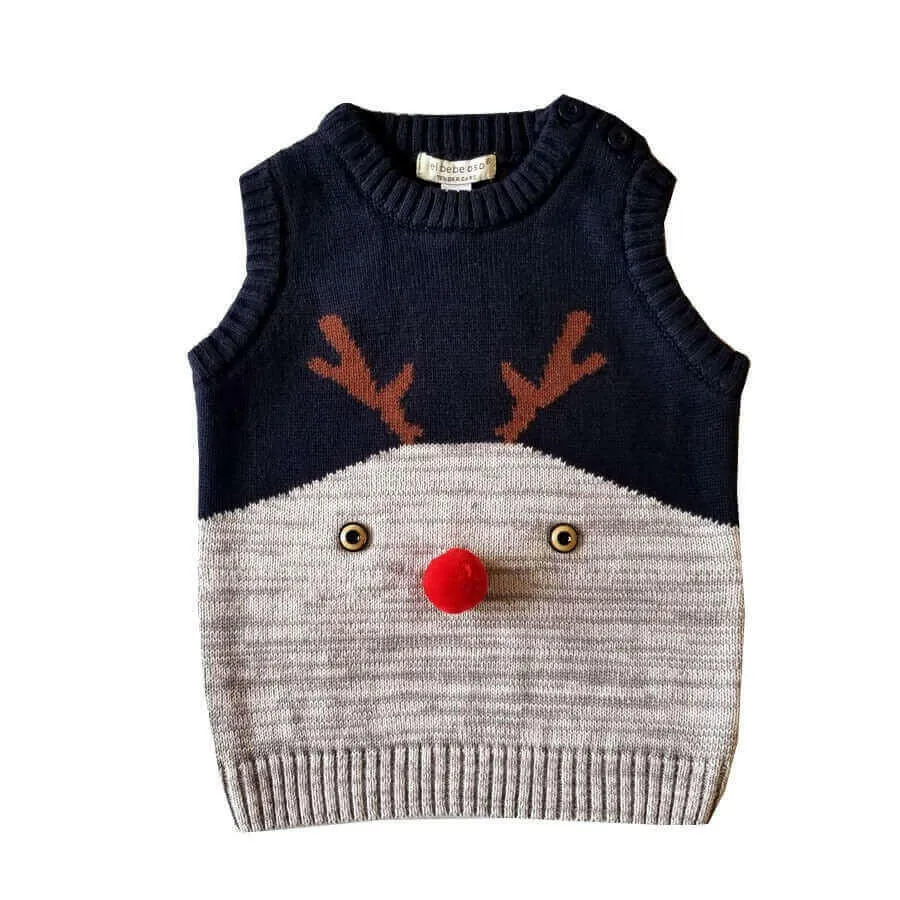 kids sweaters sleeveless new year sweater knitted baby vest toddler