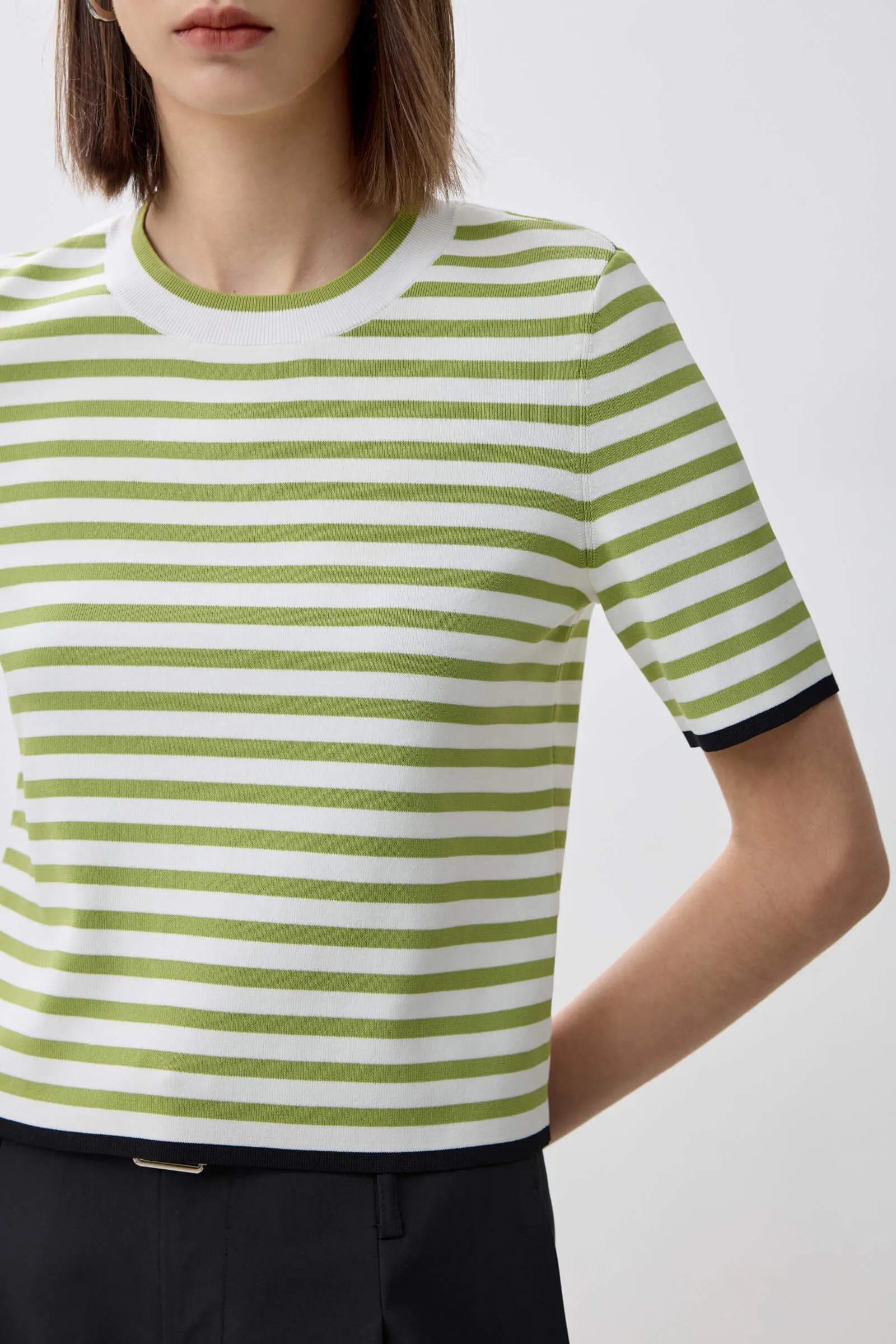 LILY Color-block Striped Knit Short Sleeve