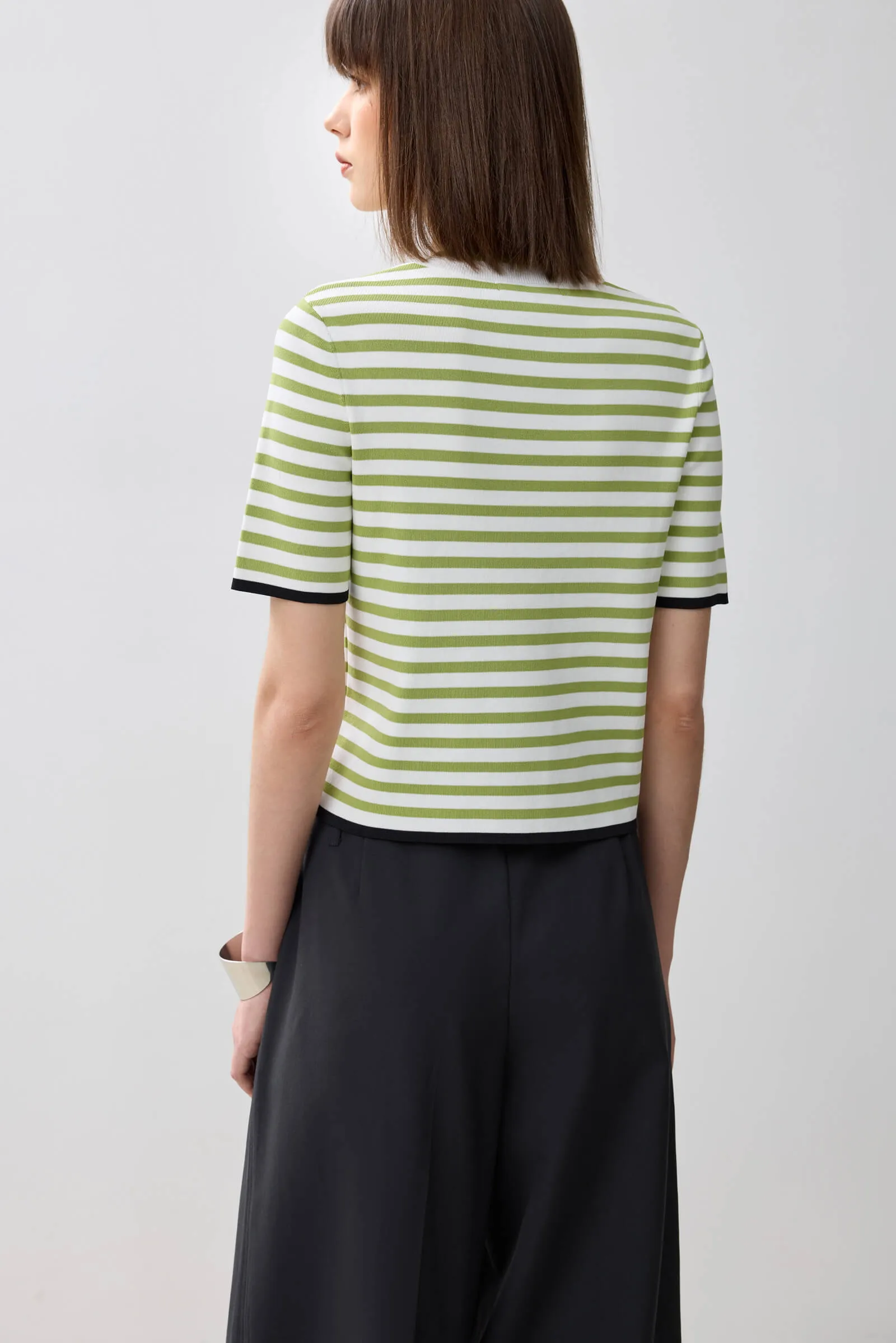 LILY Color-block Striped Knit Short Sleeve