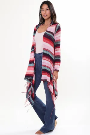 Linsey Hooded Wrap Sweater with Fringe in Cross My Heart