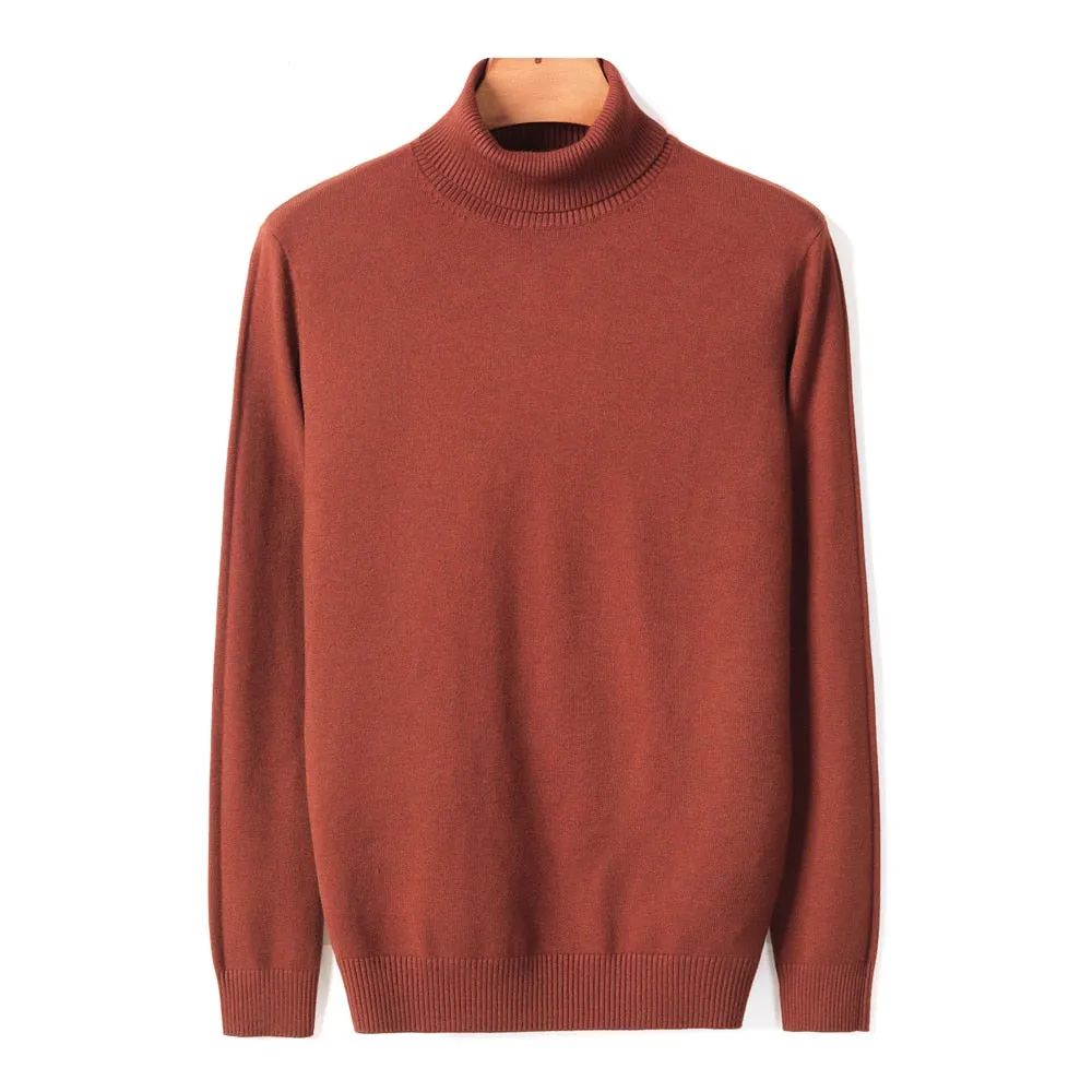 Men's Comfortable Solid Colour Turtleneck Knitted Sweater | Ideal for Autumn/Winter