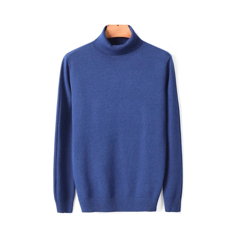 Men's Comfortable Solid Colour Turtleneck Knitted Sweater | Ideal for Autumn/Winter