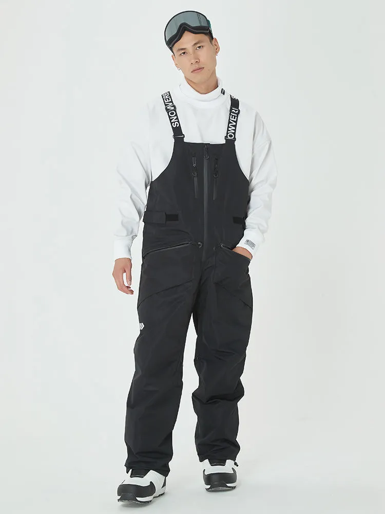 Men's Mountain Freerider Swag Cargo Snowboard Bib Overalls Baggy Snow Pants