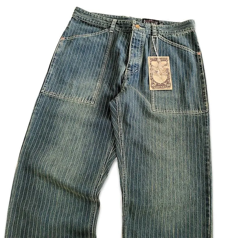 Men's Wabash Stripe Longshoreman Overall Trousers