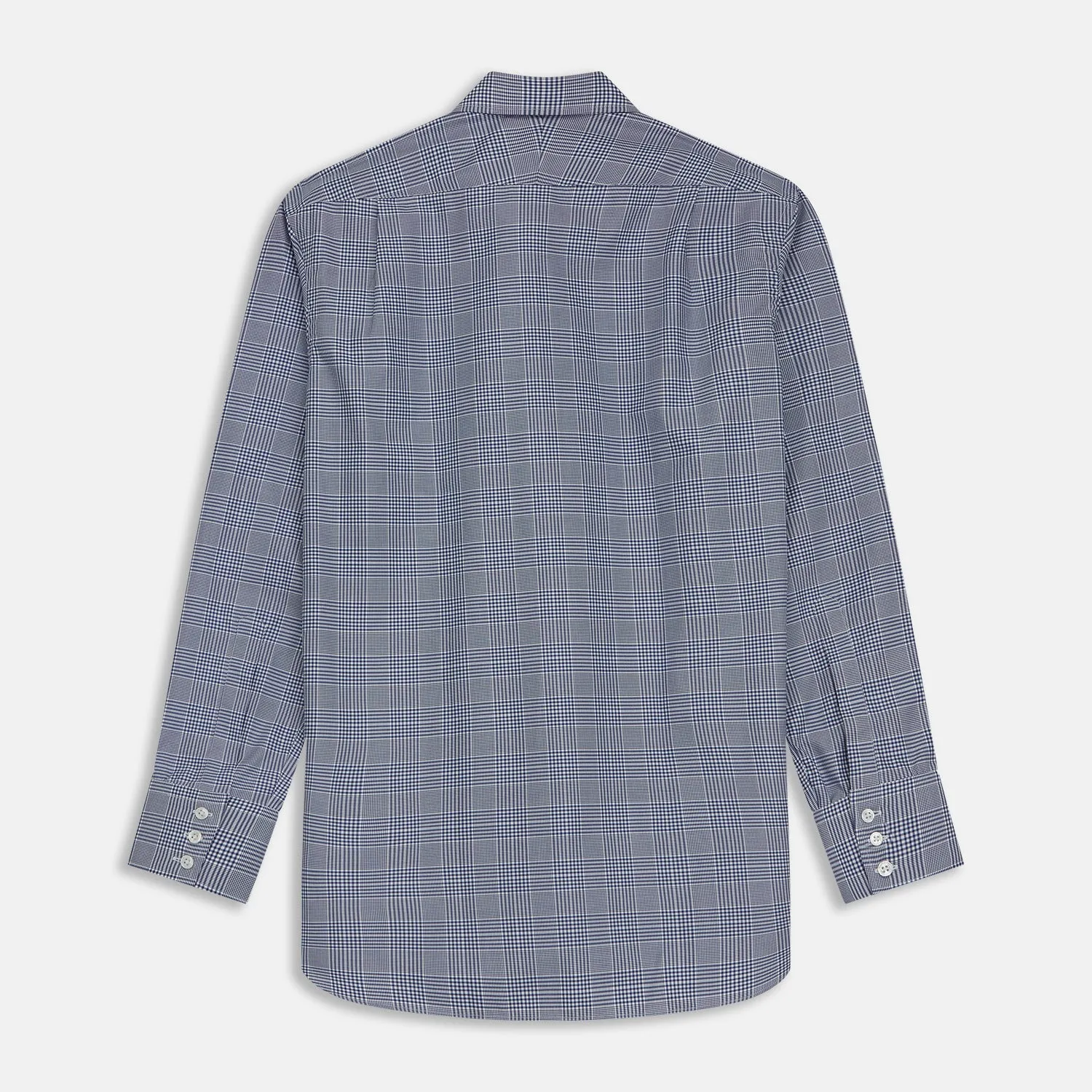 Navy Check Shirt with T&A Collar and 3-Button Cuffs