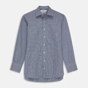 Navy Check Shirt with T&A Collar and 3-Button Cuffs