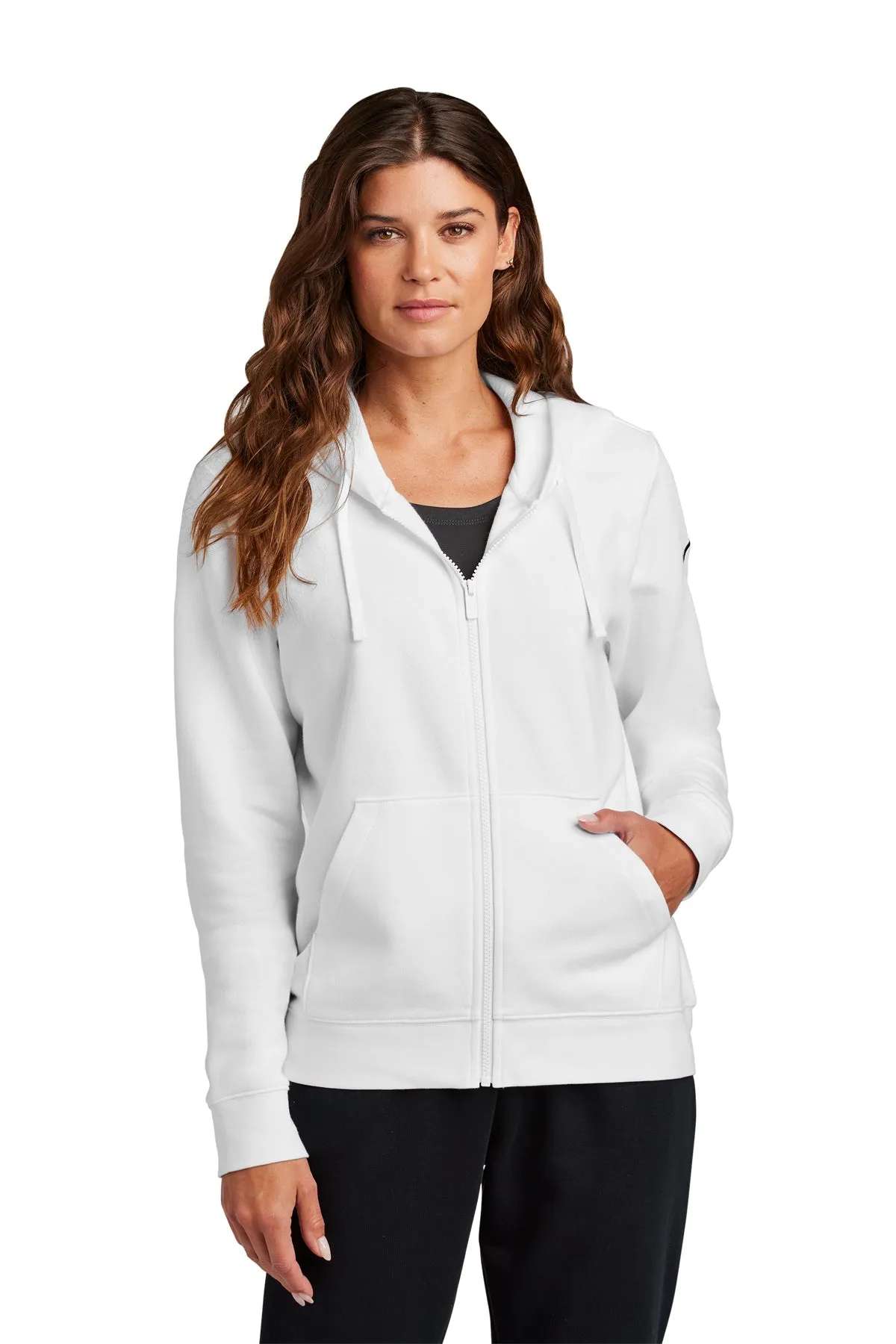 Nike Ladies Club Fleece Full-Zip Custom Hoodies, White