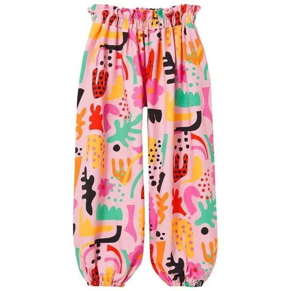 Pink Abstract Dropped Crotch Pants - 2 Left Size 4-6 & 6-8 years