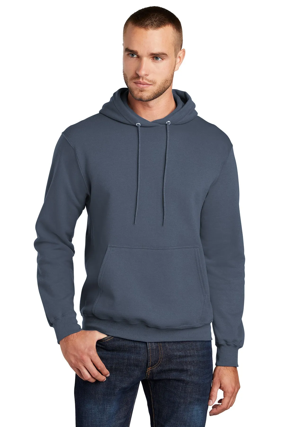 Port & Company Core Fleece Branded Hoodies, Steel Blue